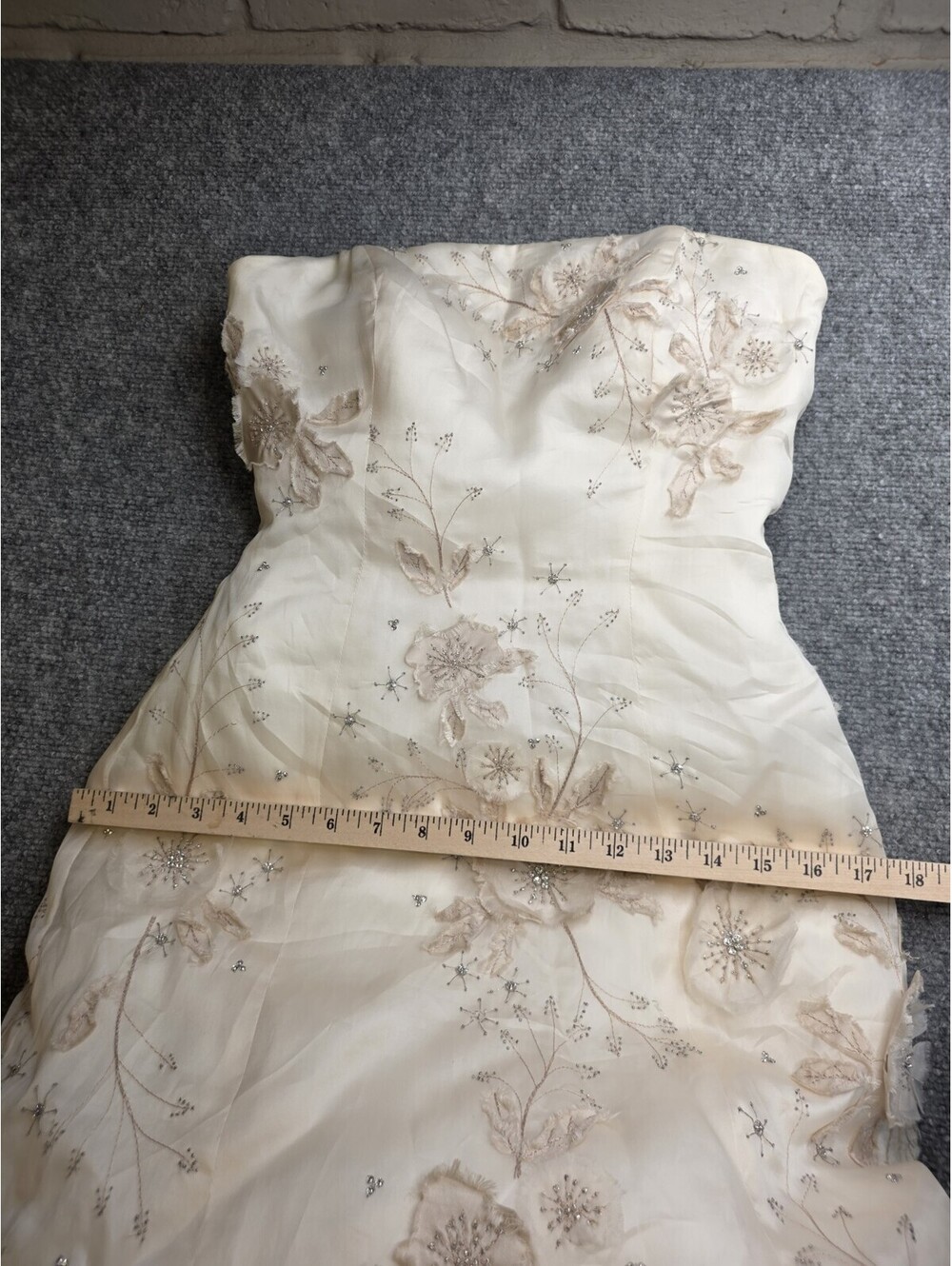 Watters Brides Wedding Dress 6 Silk Organza Strapless Floral A Line Gown 02001B - Picture 14 of 15